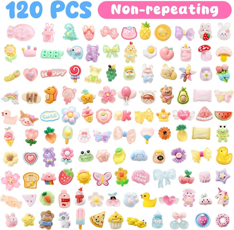 Zefy 120pcs Cute Slime Charms, No Repeating Jelly Resin Charms Flatback Charm Set, Kawaii Charm Bulk for Junk Case Nail Scrapbooking Crafts Making - Image 2